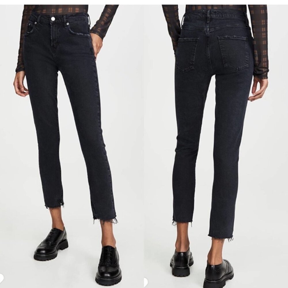 AGOLDE Toni Mid Rise Straight Jeans Organic Cotton Raw Hem Size 26